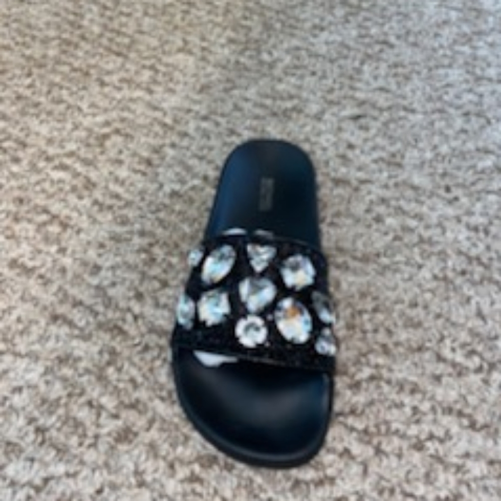 Michael Kors Gilmore Chunky Glitter Jewels  Slide Sandal Black